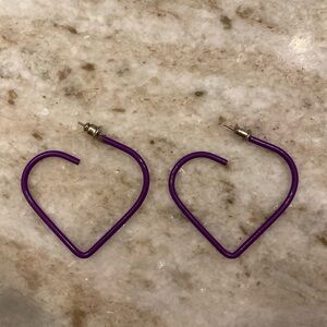Purple Heart hoop earrings